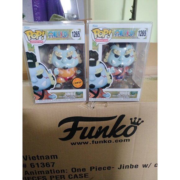 Funko POP!  Animation One Piece Jinbe #1265 CHASE & Common Set of 2 W/ Protector - Picture 1 of 5